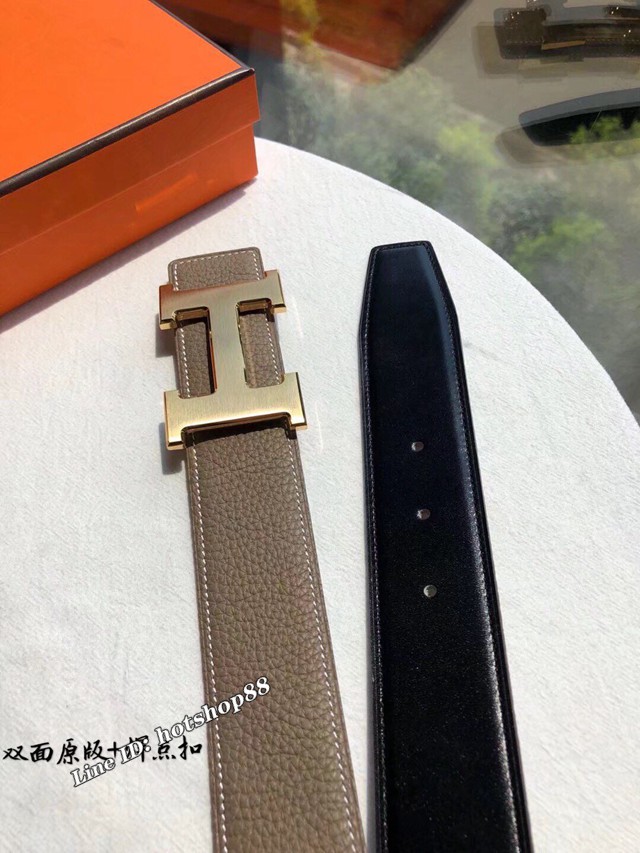 HERMES男女情侶款皮帶 愛馬仕精鋼H焊點扣男士腰帶  jjp2799
